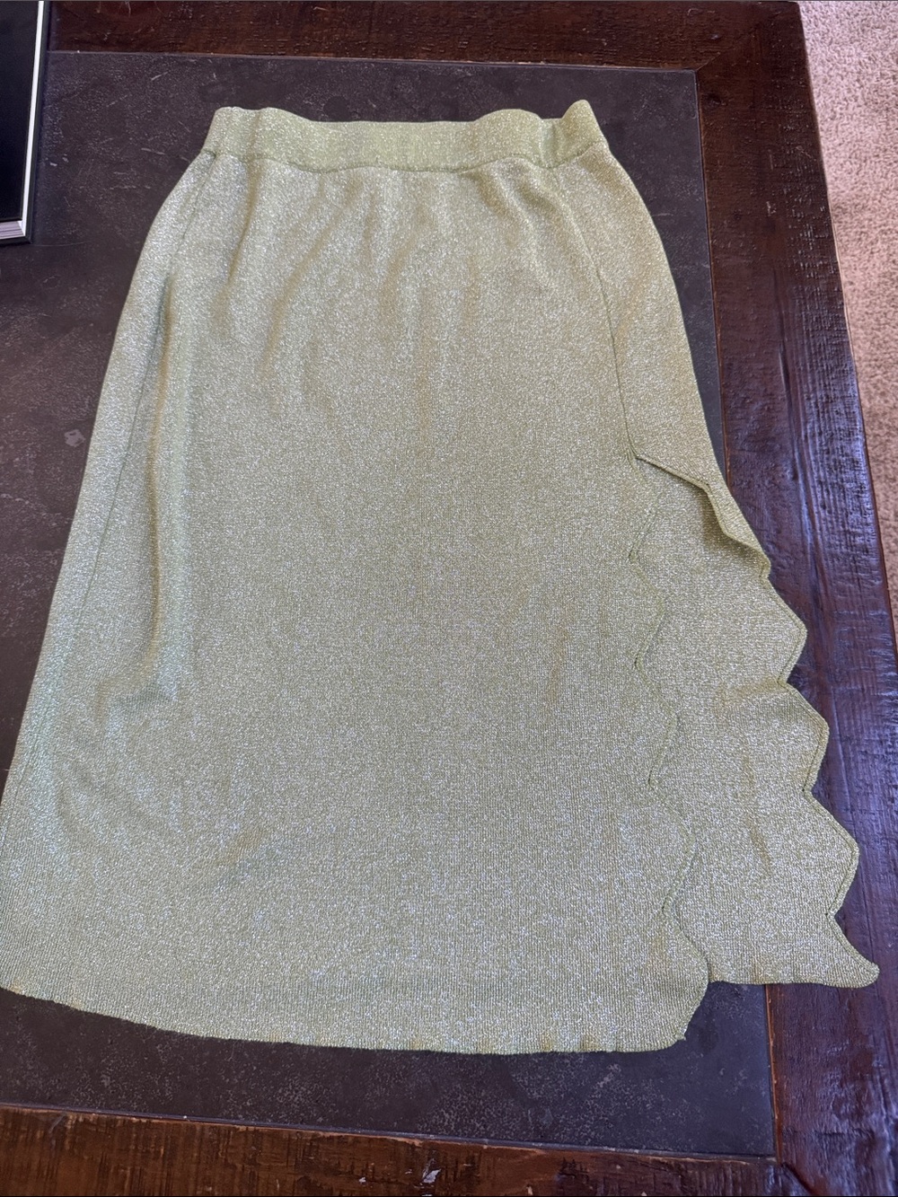 Cider Sparkle A-Line Ruffle Hem Skirt - Light Green Medium NWT